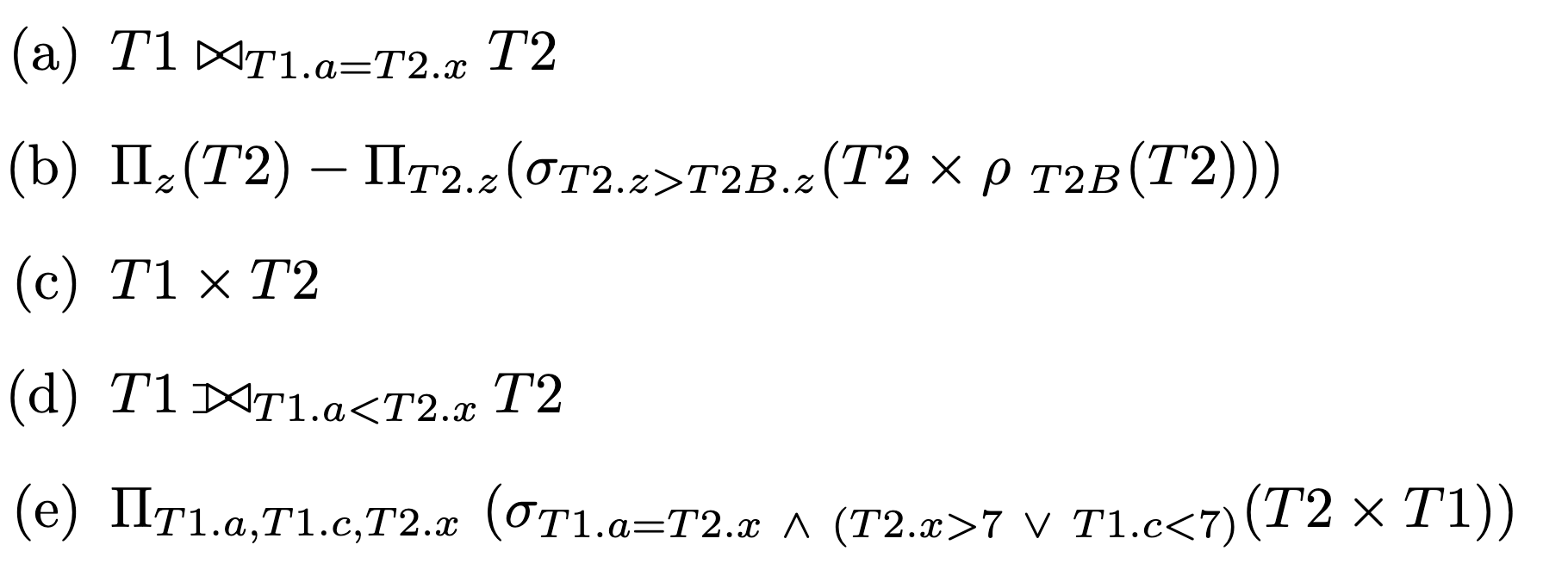 Relational Algebra Expressions