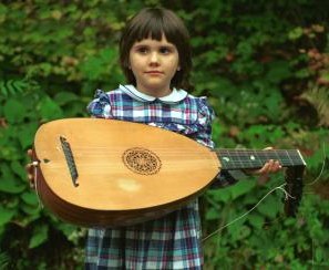  Girl holding a lute